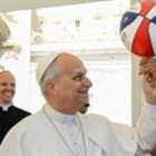 Watch: Pope Leo XIV spins basketball on his finger, with help from Harlem Globetrotters